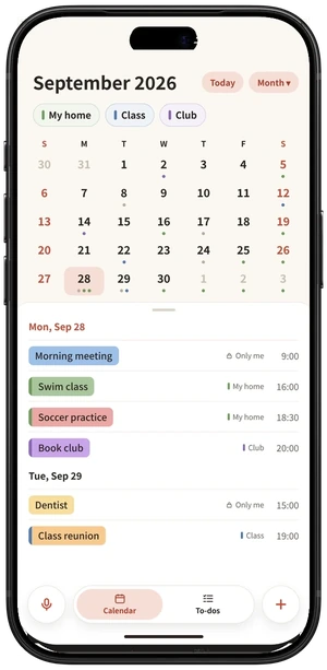 Wekin month view: three groups on one calendar