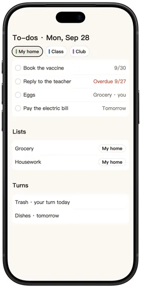 To-dos: mine, lists, and turns